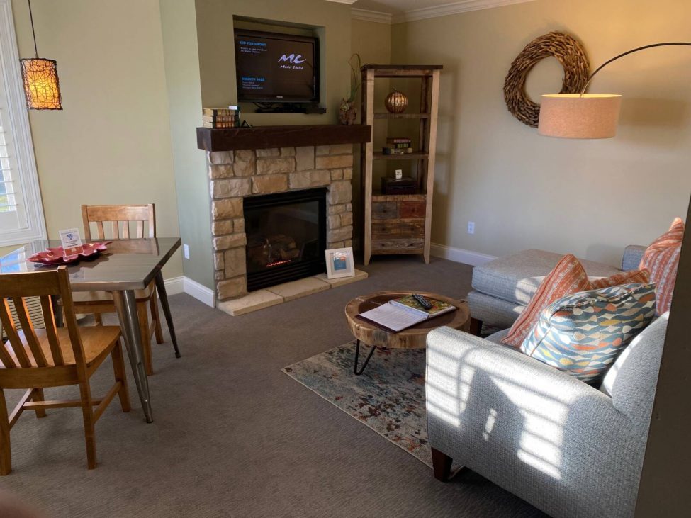 St Albans living room with fireplace